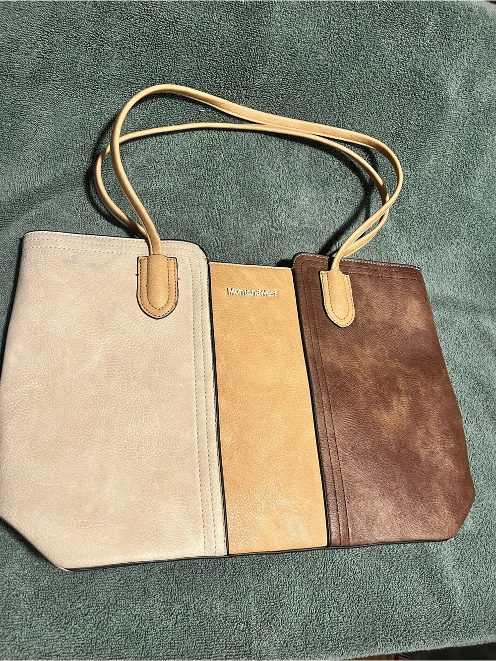 Montana West Women's Boho Western Tri Colored Brown Tote Leather Rodeo Horse